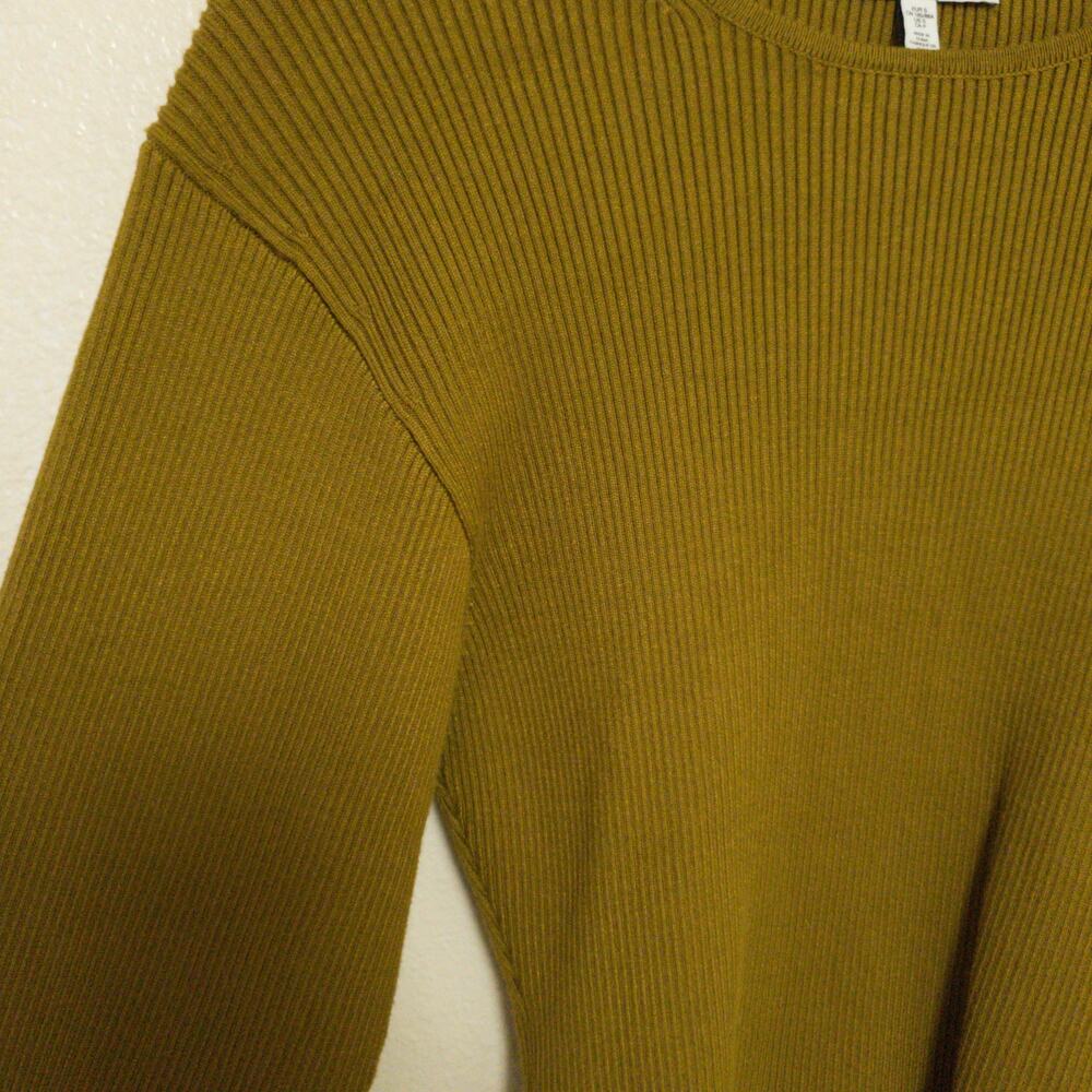 & OTHER STORIES Khaki Ribbed Rib Knit Sweater Top - Picture 6 of 12